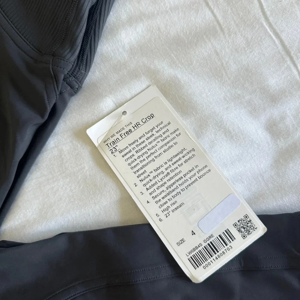 🆕🖤 Lululemon Train Free HR Crop Graphite Grey